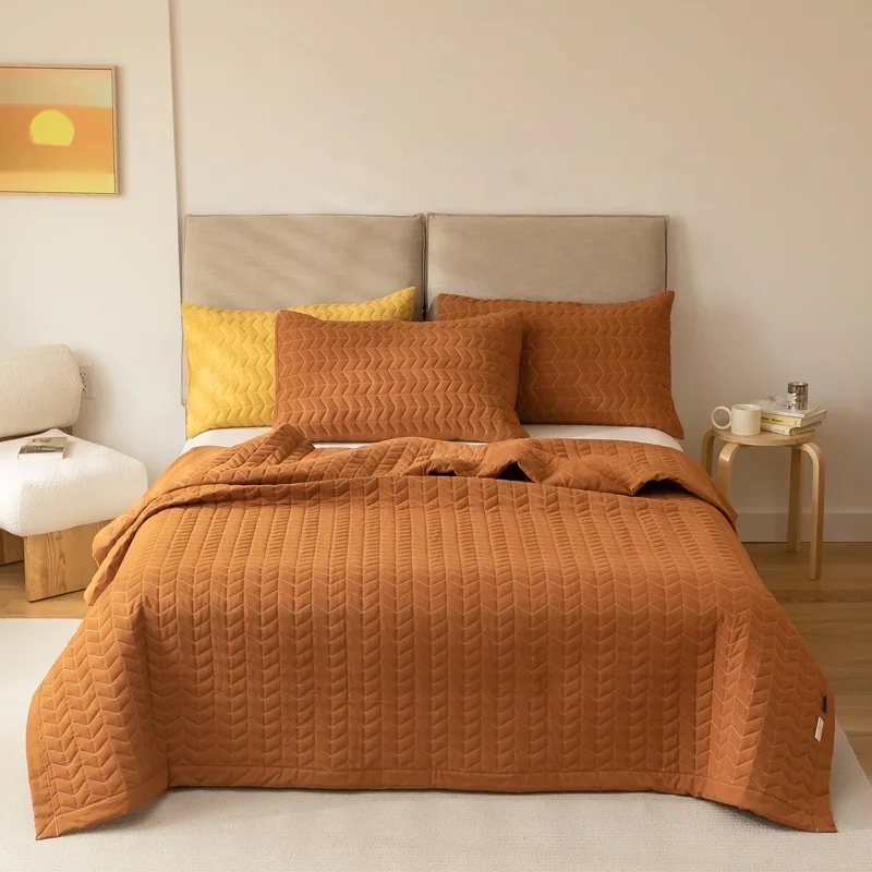 Роскошное высококачественное однотонное легкое стеганое покрывало на заказ от производителя для кровати из 100% хлопчатобумажной ткани