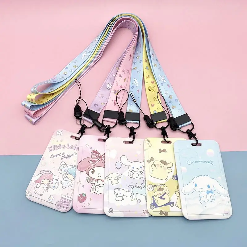 Twin Star Melody Cat Purin Dog Cartoon Lovely Student Name Tag Cards Drop-Proof PVC Shell Full-Cover Portable Lanyards Wholesale