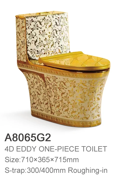 Good Quality Luxury Golden sanitary ware one-piece luxury colored bathroom toilet gold washdown WC ceramic