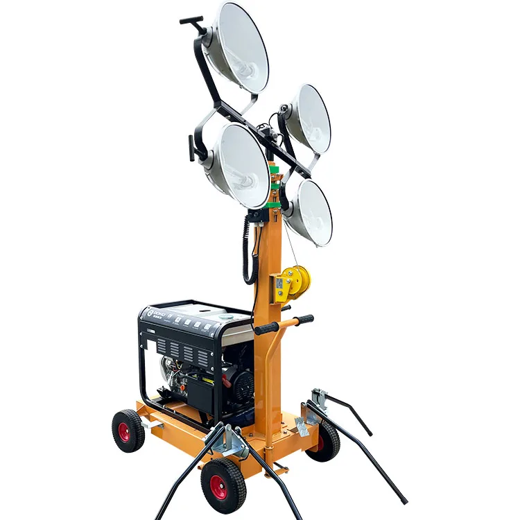 Durable trolley type lighthouse 4M 5M 6M mobile diesel power generation metal halide trolley type lifting lighthouse for sale