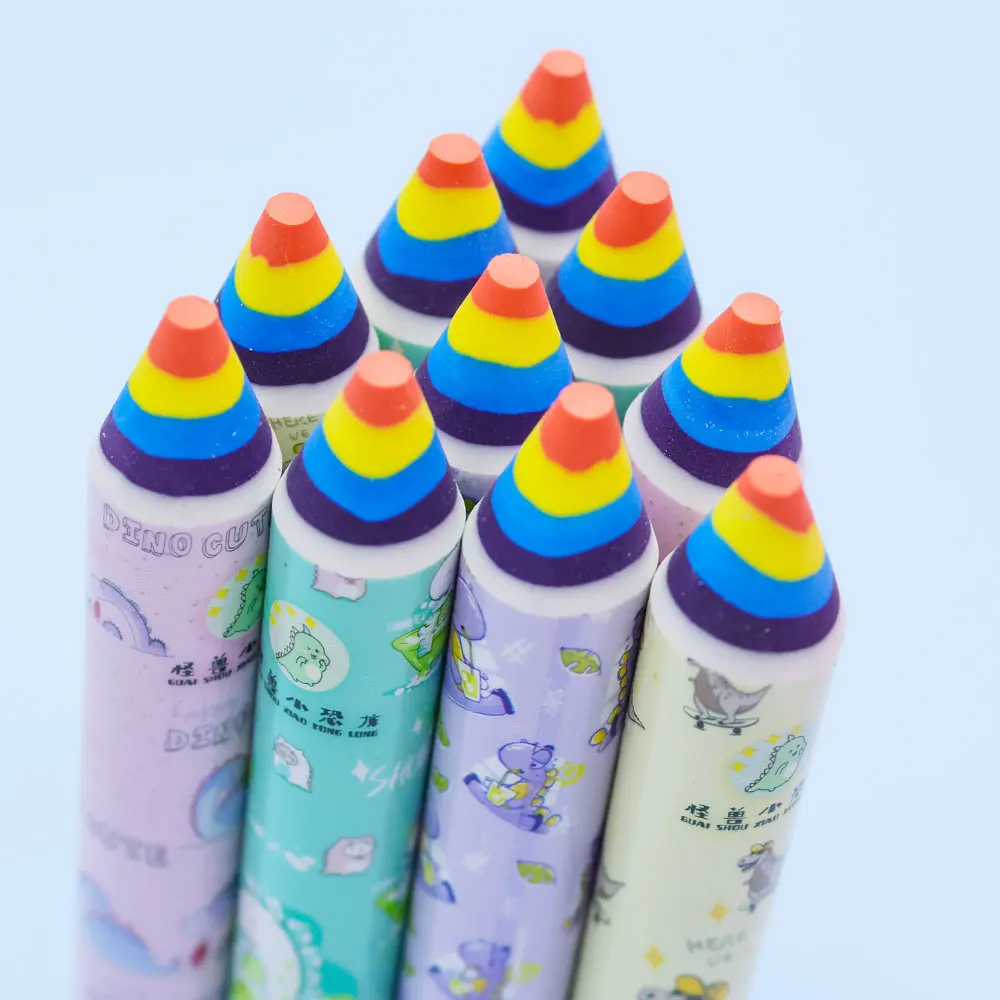Dinosaur Family  pen shape eraser for children cylinder lovely colored student stationery factory Tyrannosaurus Rex wholesale