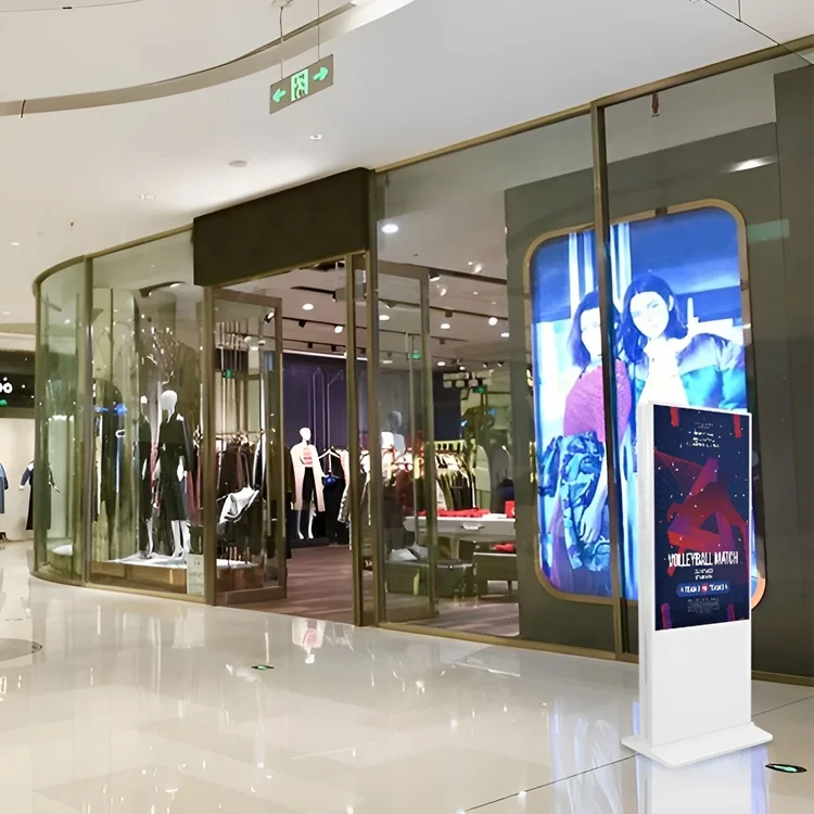 Ultra Thin Vertical Double Sided Touch Monitor LCD Floor Advertising Wayfinding Information Kiosk Multimedia Player