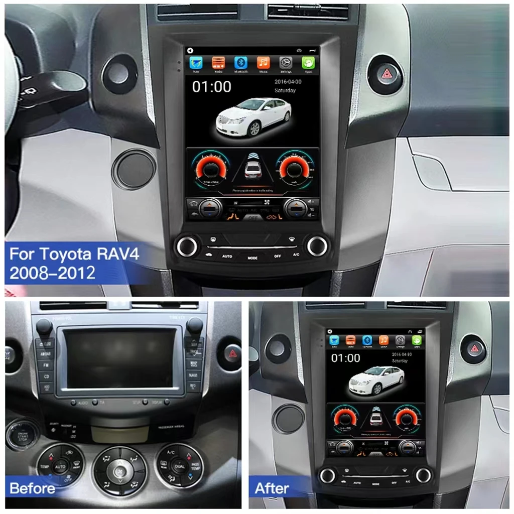 Multimedia Player For Toyota RAV 4 XA30 2007-2013 Car Radio For Tesla Style Screen GPS Navigation Android 12 Video Carplay 2 Din