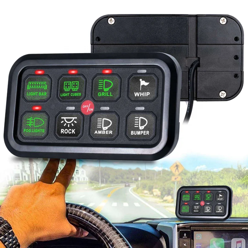 8 Gang Switch Panel with Universal Circuit Control Box Waterproof Fuse Relay for Track boat   Circuit Control Relay System Fuse