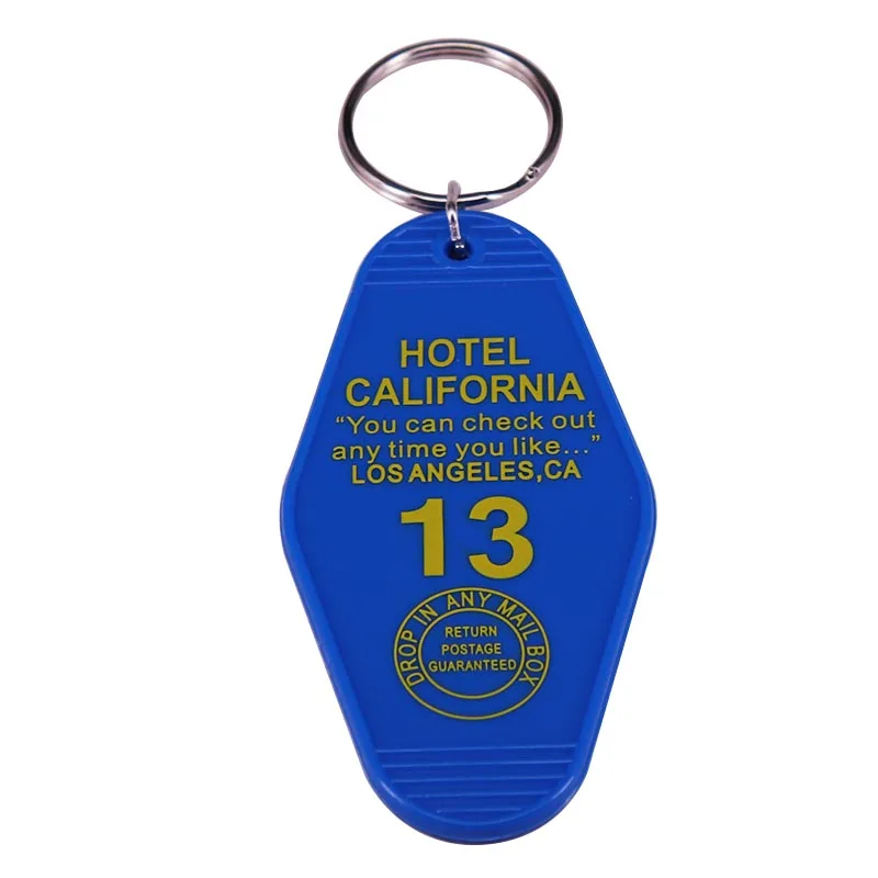 California Hotel  key fob Keychain Room 13 Vintage Hotel Style Keyring Eagles Rock Fans Classic Accessory