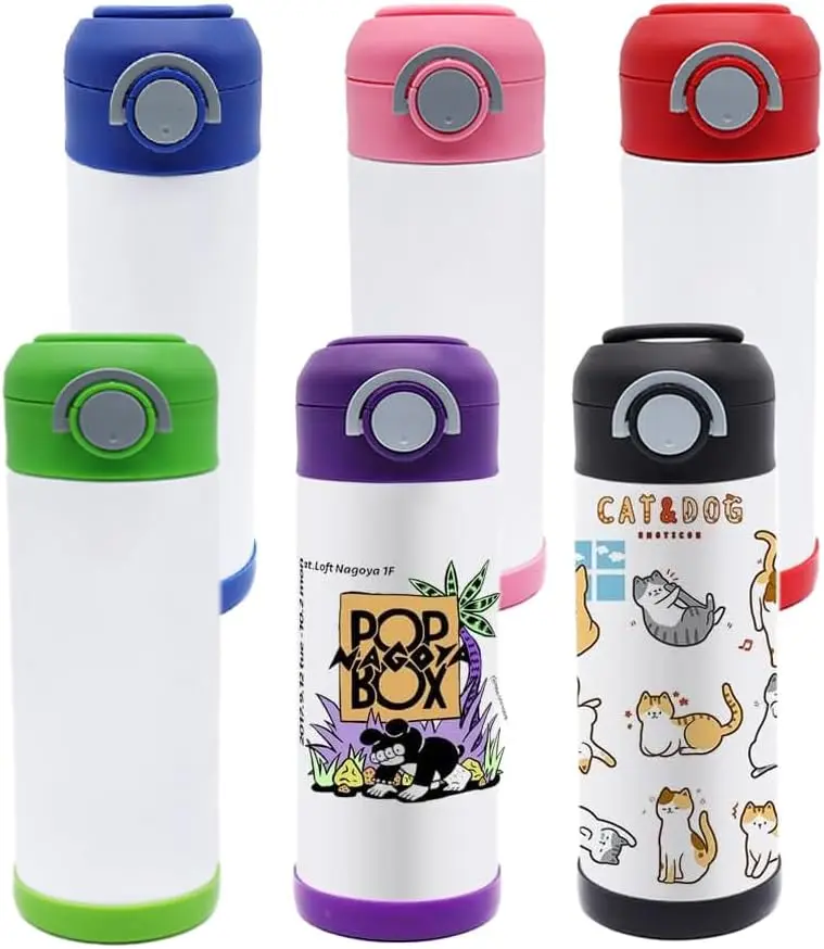 304 Stainless Steel Sublimation Kids Bottle 12 Oz Water Bottles Children Kids Straw Bottle Come With Handle