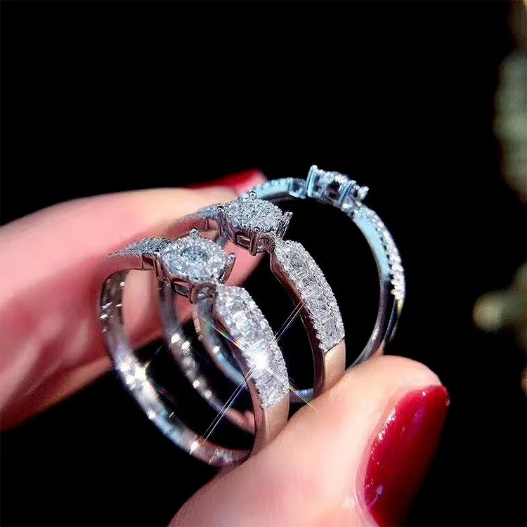 2021 new Style 18K gold Engagement ring diamond band real diamond wedding ring