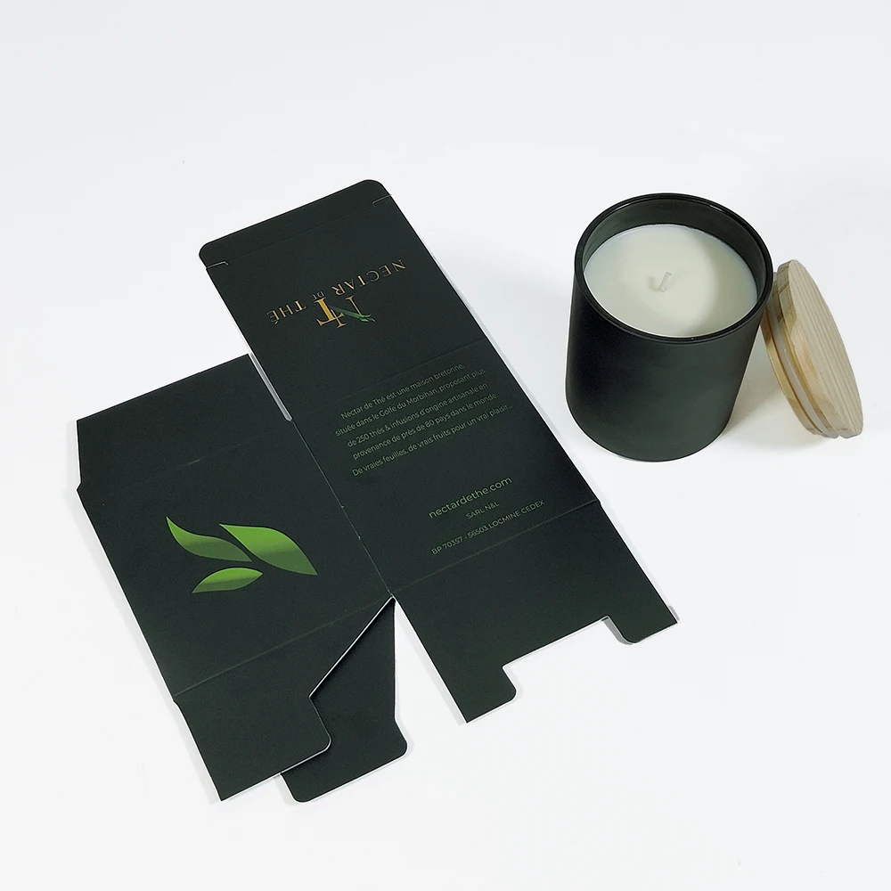 Unique Foldable Luxurious Mini 10oz 8oz Seed Paper Packaging Packiching Black Box For Candle