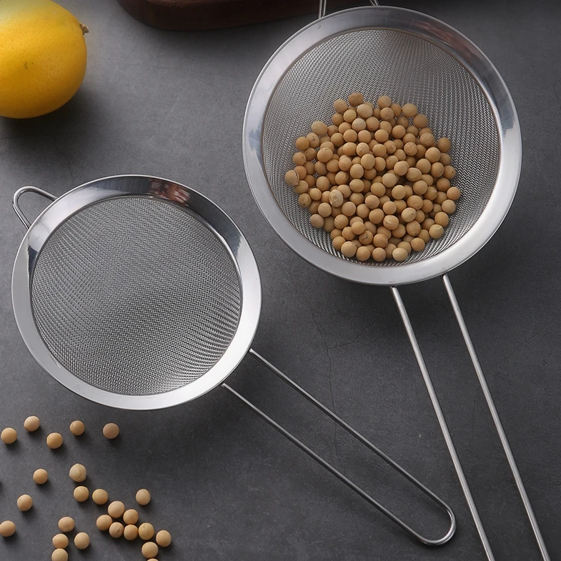 
3pcs Premium Quality Kitchen Fine Mesh Stainless Steel Fine Mesh Strainers Colander Sieve Set With Long Handle 