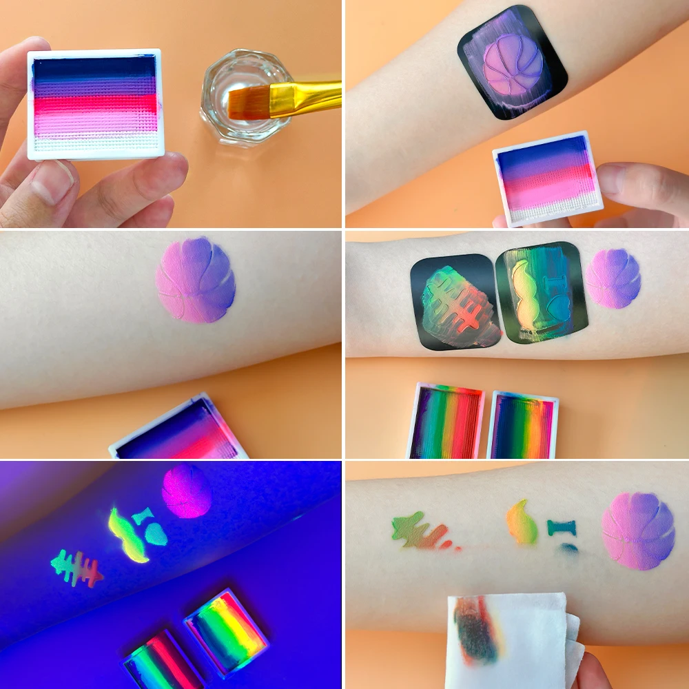 Water Activated Professional Party Face Painting With Brush Kit Professional Body Makeup Face Body Paint