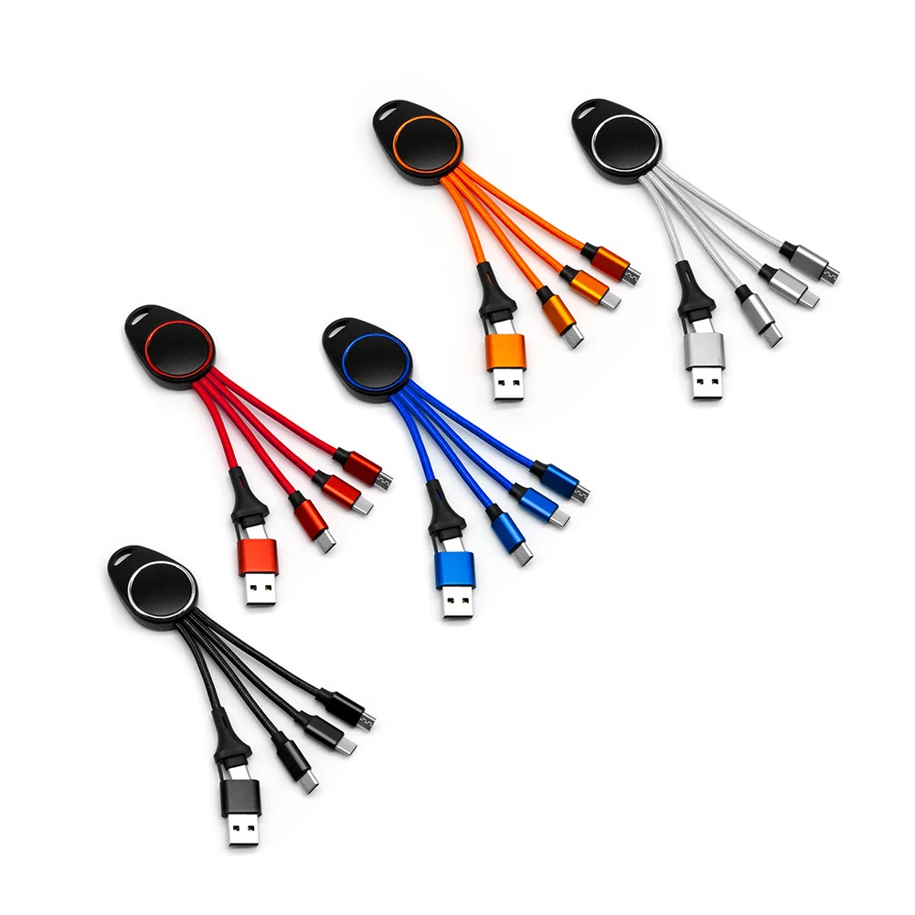 New Customized Led Logo Brand Light Up Wire Multi USB Cable Type-c Usbc Cable 5 In 1 Data Cable Fast Charging For Mobile Charger