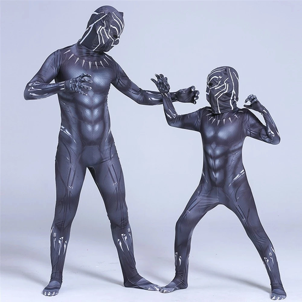 
Animal World Halloween Black Kid Panther Suit One-piece Children Panther Superhero Cosplay Christmas Costume 