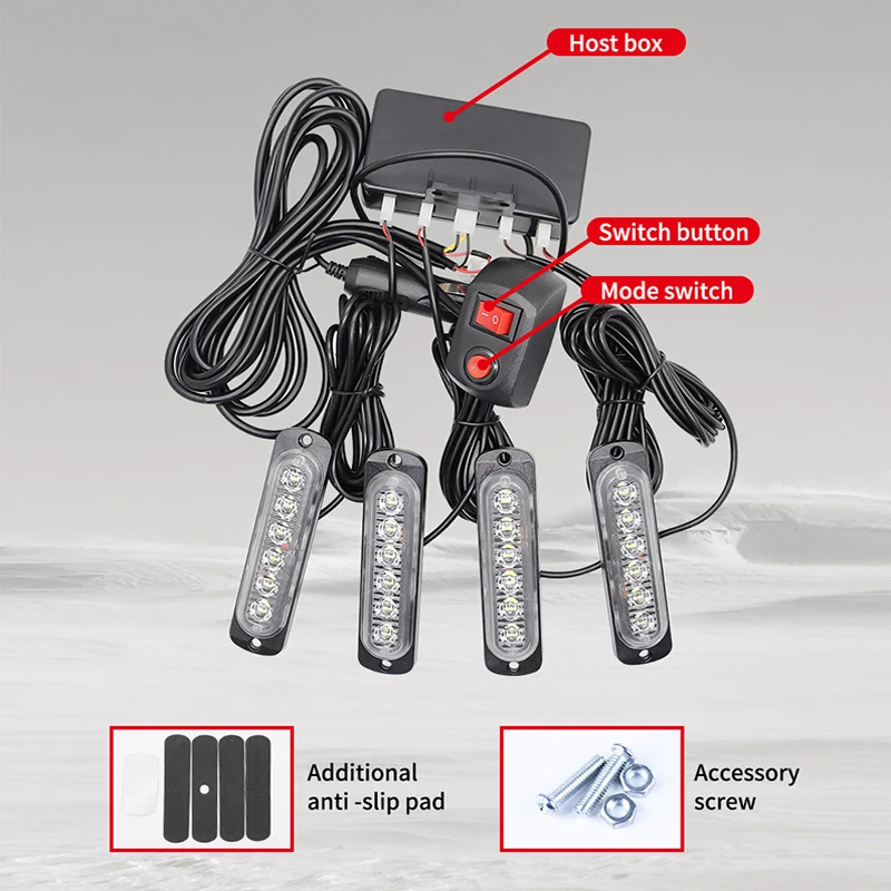 Hearxin Universal 6 LED High Quality Ultra-Thin Emergency Light For Car Warning Flashing Emergency Light Strobe LED Lamp 12/24V