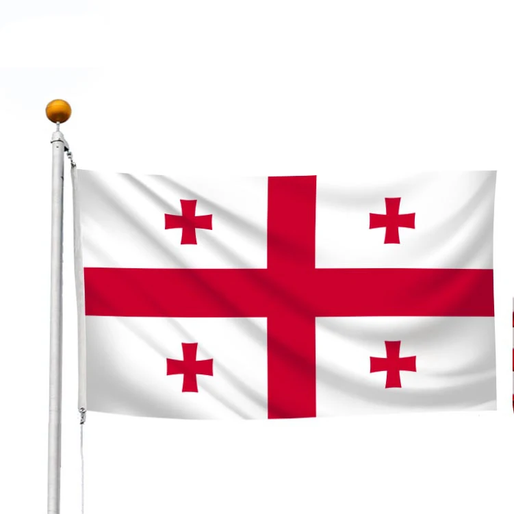 Silk Screen Printing Custom Design Ready To Ship 100% Polyester High Quality No MOQ Flag With Two Gromments Georgia Flag