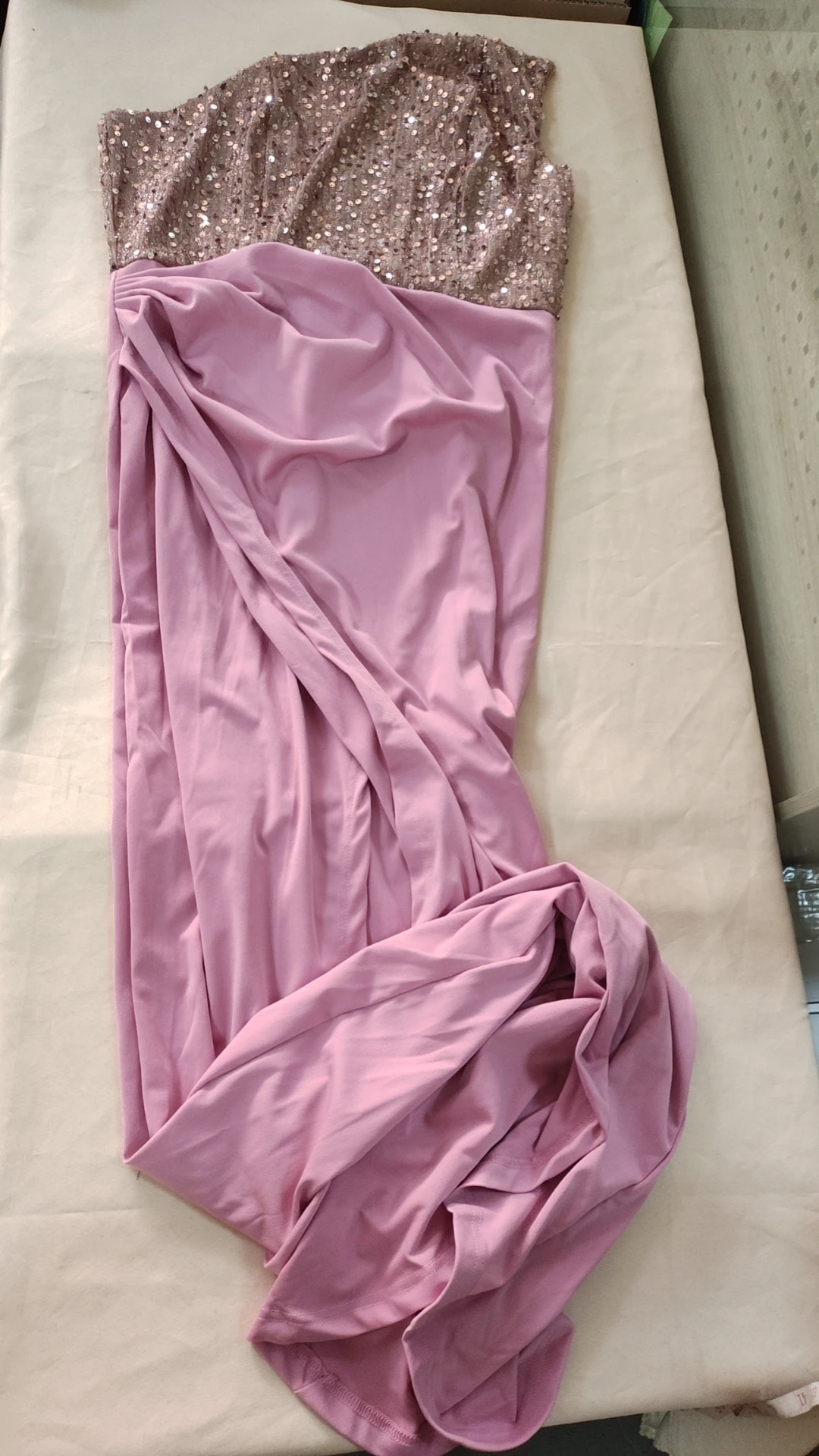 S-XL New Sequin Long Sleeveless Fashion Dress Temperament mid length floor high slit evening dress