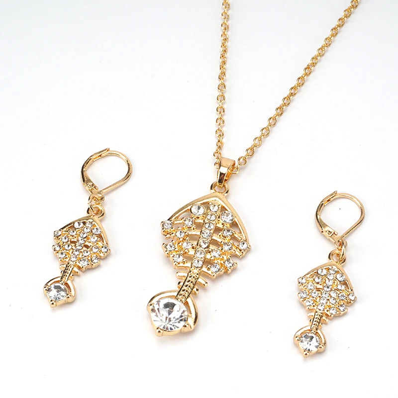 Factory Direct Supply American Diamond Necklace Earring Jewelry Set Gold Fancy Fashion Wedding Jewellery Sets