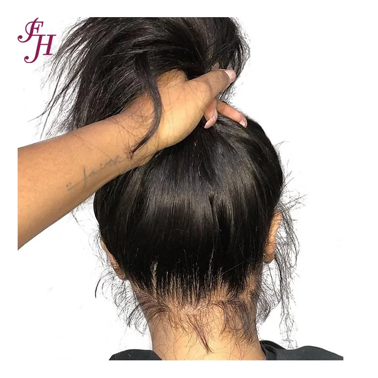 FH wholesale glueless 360 frontal wigs human hair invisible  hidden strap feature swiss transparent lace front  curly wig
