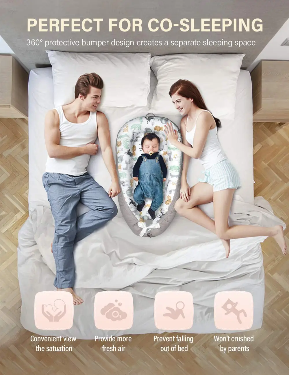 Hot Sell Promotional Washable Portable Cotton Foldable Baby Sleep Nest Sleeper Newborn Safe Lounger Snuggle Baby Nest