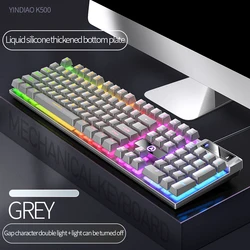 104 Keys Gaming Keyboard USB Wired Gaming Keyboard Mechanical Feel Tri-color Backlight Computer E-sports Peripherals for Desktop