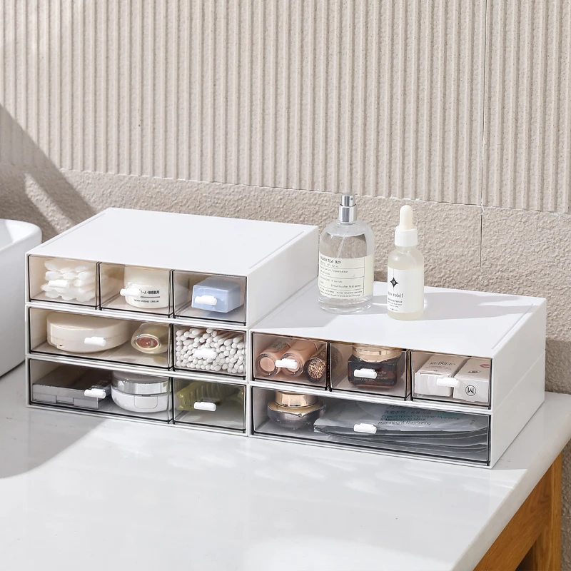 Different Sizes Random Combination Plastic Stationery Storage Box Cosmetic Organizer Stackable