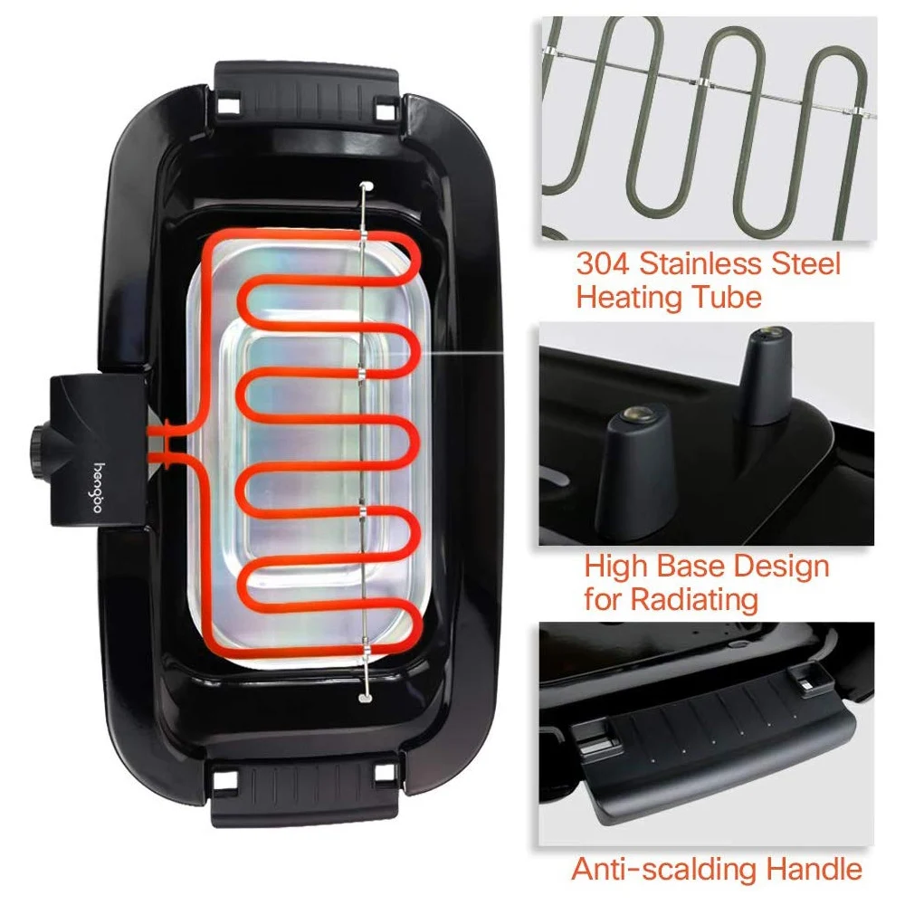 
plancha rectangle smokeless big power thermometer Fast heating Barbecue raclette grill machine 