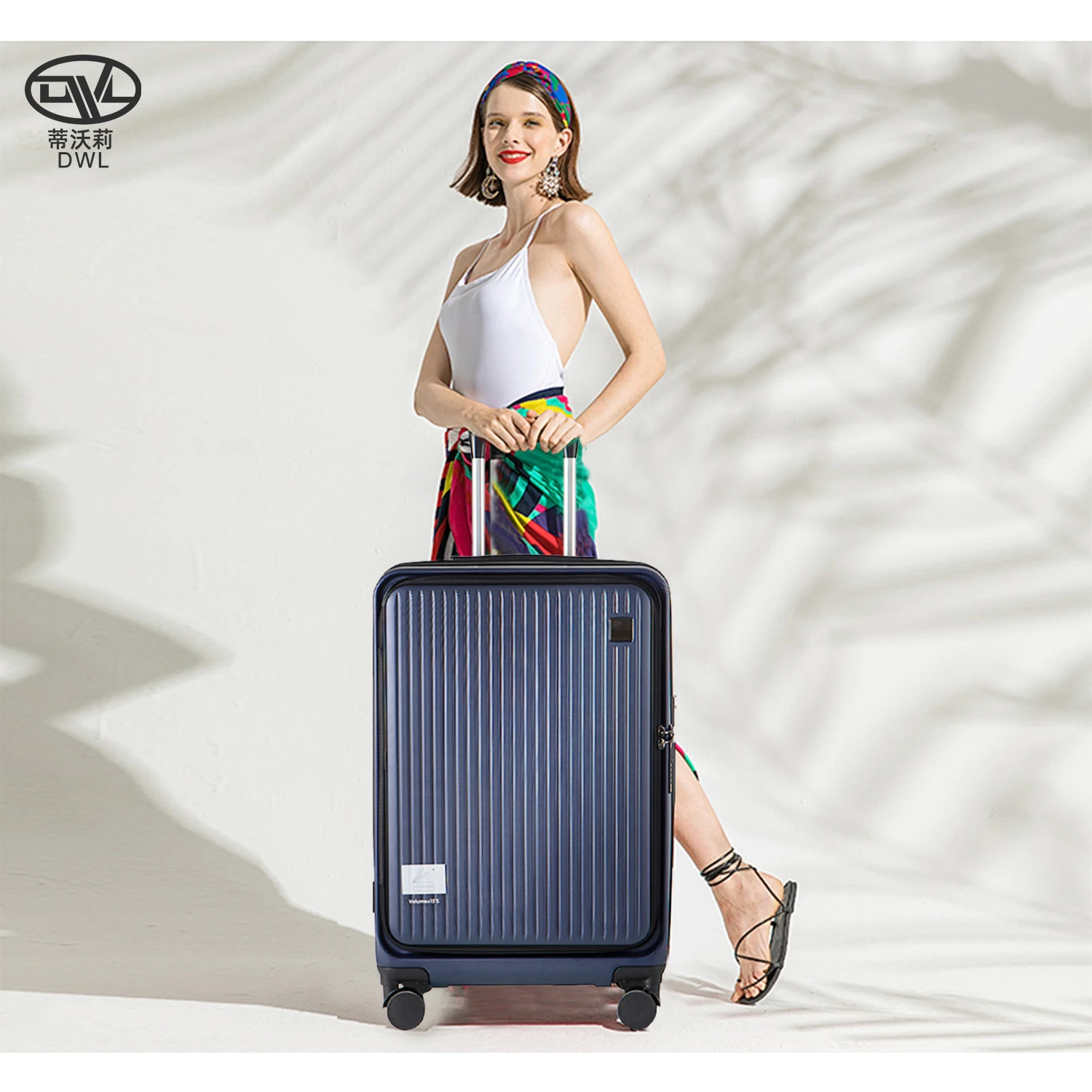 DWL Wholesale aluminum travel trolley tsa lock ABS suitcases front pocket 20/24/28 luggage 3 piece with custom brand logo