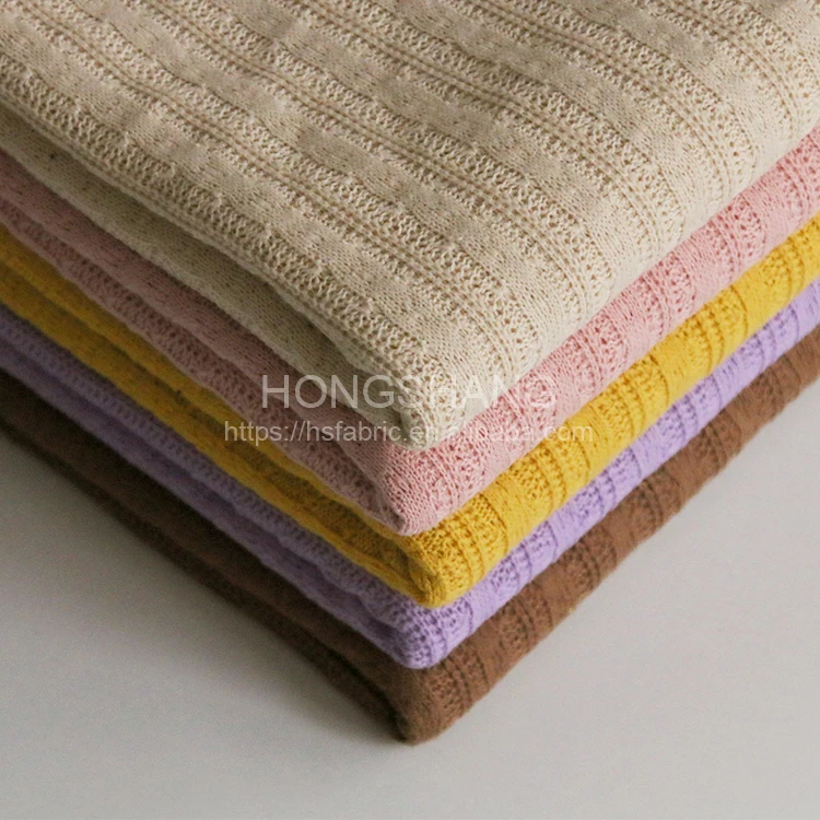 618# wholesale high quality knit 65% polyester 35% cotton jacquard knit fabric for clothing