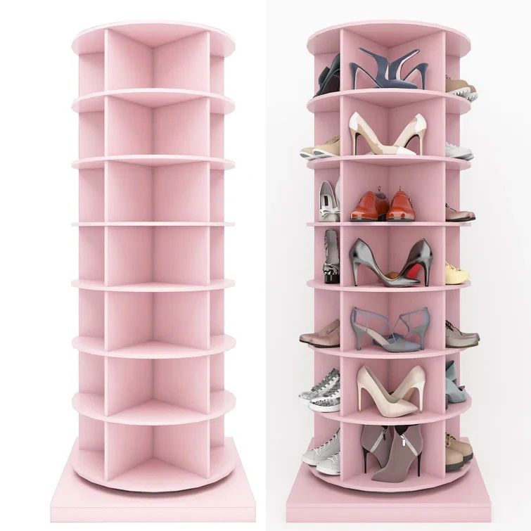 Shoe rack rotatable storage organizer rotating 360 plastic shoe rack cabinet