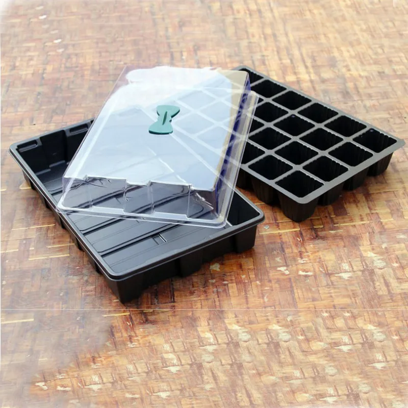 Garden Plant black plastic nursery tray seed flower pot trays Pot Grow Box 24 Cells Germination Starter cabbage nursery tray