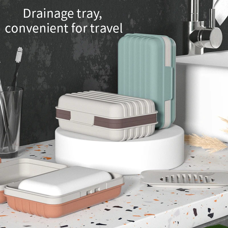 eco friendly kitchen soap self draining bathroom soap box with lid travel drain plastic dish soap holder