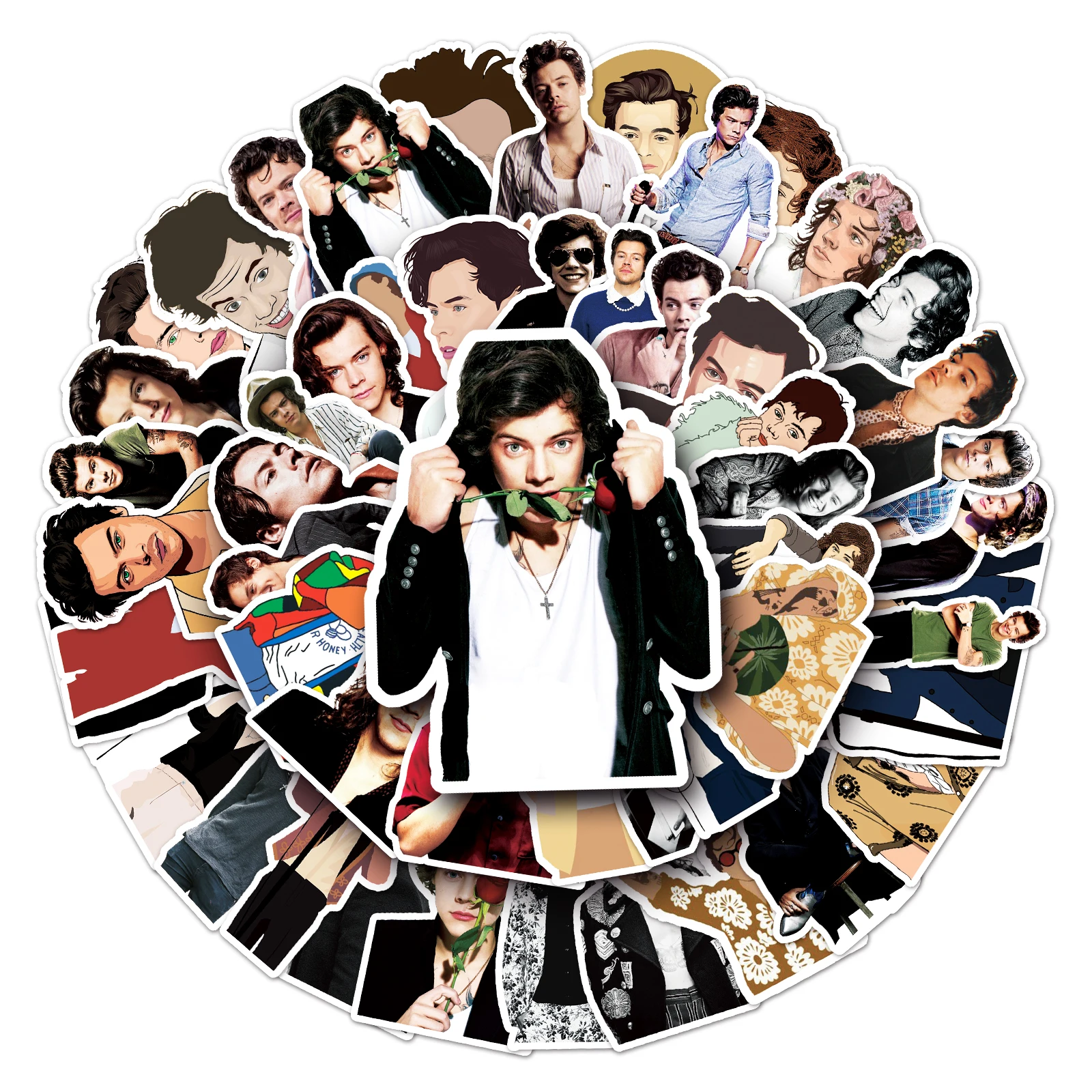 52pcs Factory Outlet Printing Die Cut Printing Singer Cartoon Sticker Vinyl PVC Harrisstyles Star Stickers