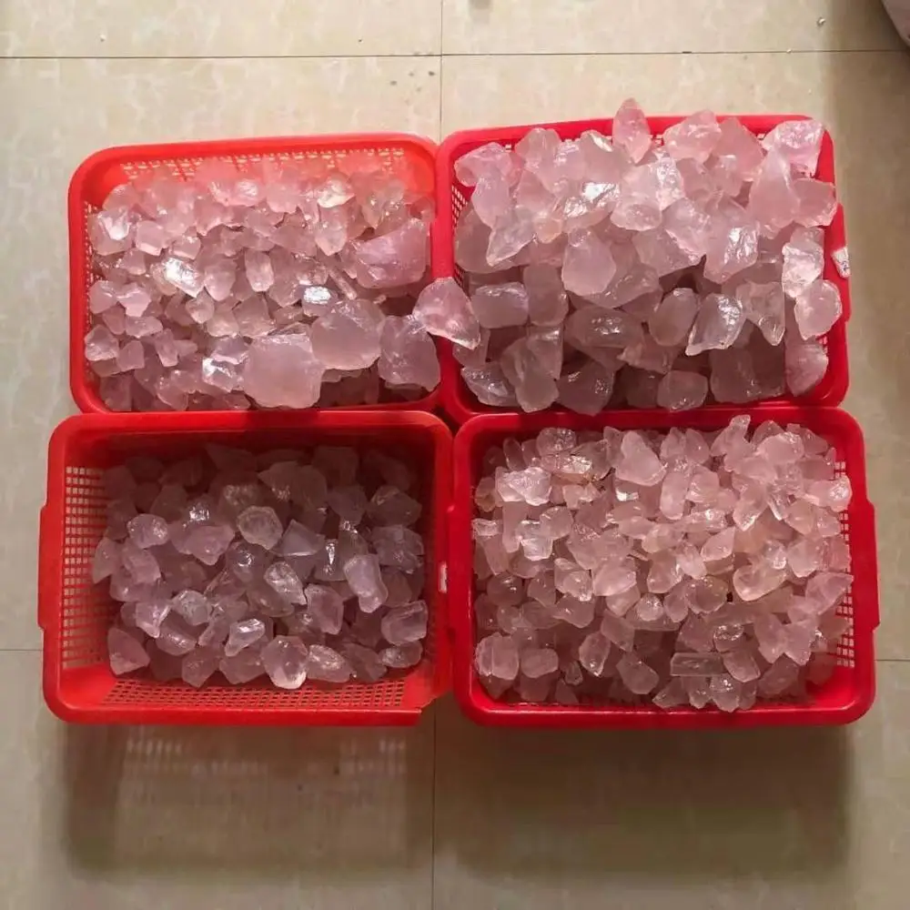 
Wholesale Crystal Gravel Rose Pink Crystal Specimen Raw Rough Quartz Rose Crystal 
