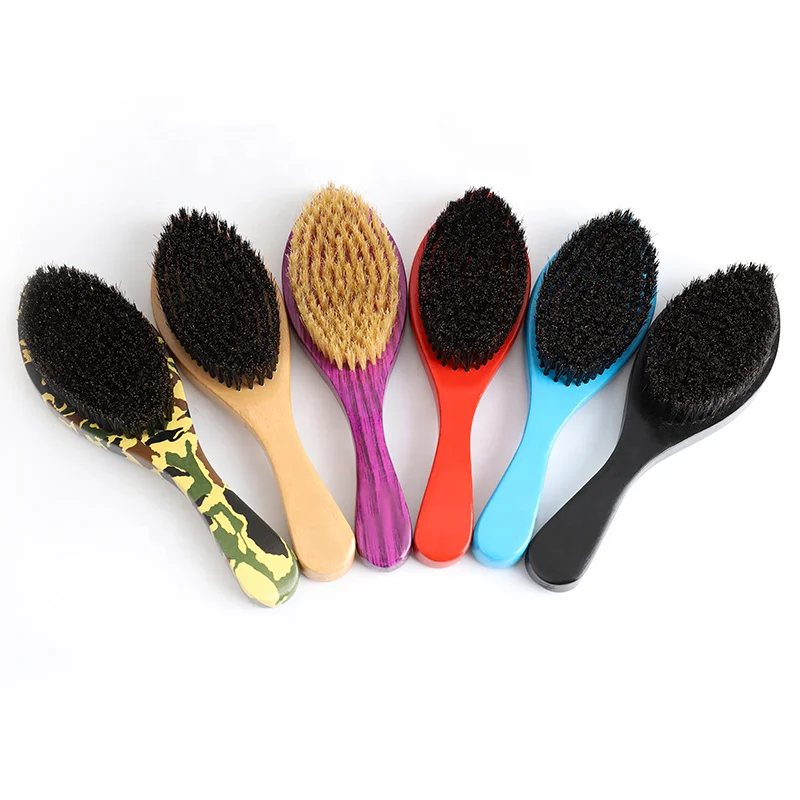 
Private Label Wood Curved Wave Brush 100% Boar bristle Hair Brush wholesale 