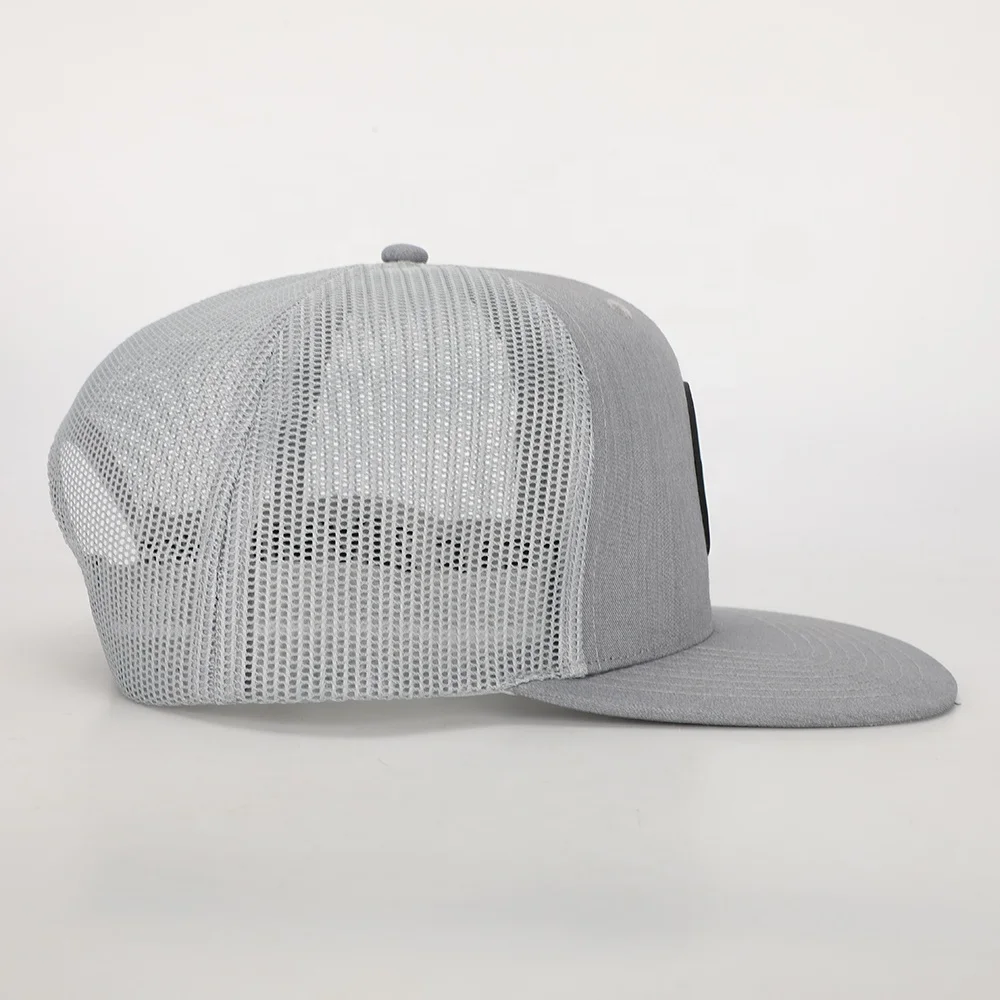 BSCI Wholesale Custom Oem Design Trendy 6 Panel Sport Flat Brim Truck Hat,Embroidery Logo Gray Cotton Gorras,Mens Snapback Cap