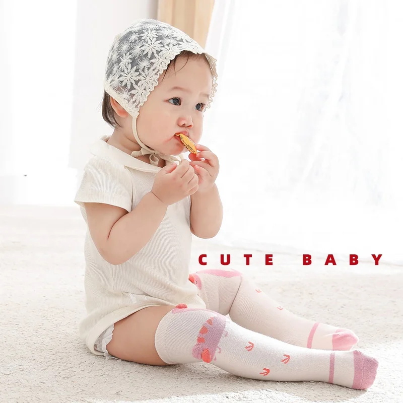 New manufacturer winter cute cartoon dinosaur cotton baby tights knee high socks girl