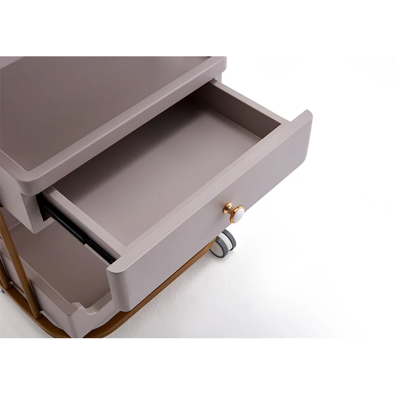 High quality Barber Sop Furniture Stainless Steel Styling Salon Tool Beauty Hair Salon Side Trolley with wheels and Drawers