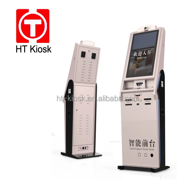 23.8 Inch Touch Screen Smart Check in and Check Out Hotel Self-service Kiosk Self Check in Kiosk Card Reader