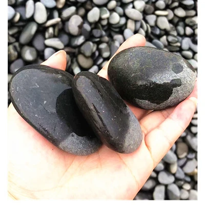 Black Super Polished Pebbles Wash River Stones for Garden and Floor Decoration