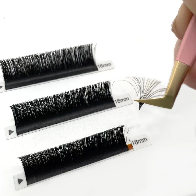 korean PBT fiber synthetic Soft Easy  Fast Fanning Blooming volume Eyelashes Private Label Eyelash Extension