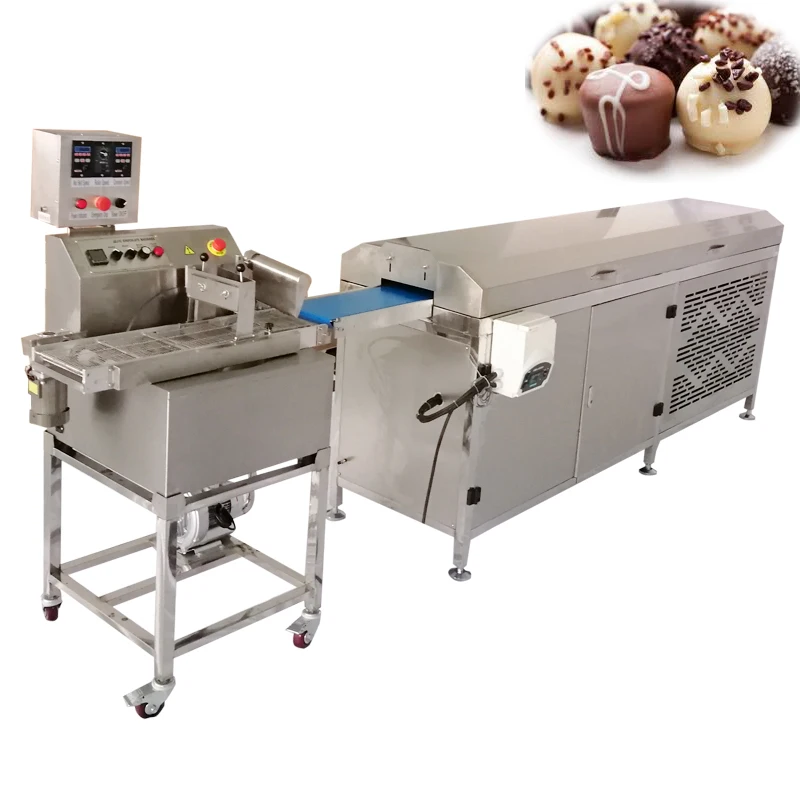 2023 Donut Coating Line Small Vertical Cooling Tunnel Candy Mini Cover Enrober Chocolate Enrobing Machine