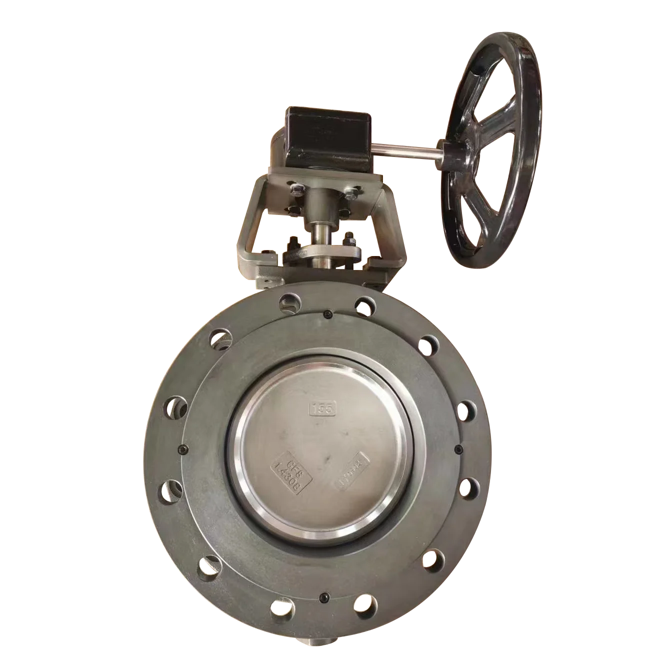 DN150 Ductile Cast Iron Worm Gearbox Handle Operated Double Flange Butterfly Valve