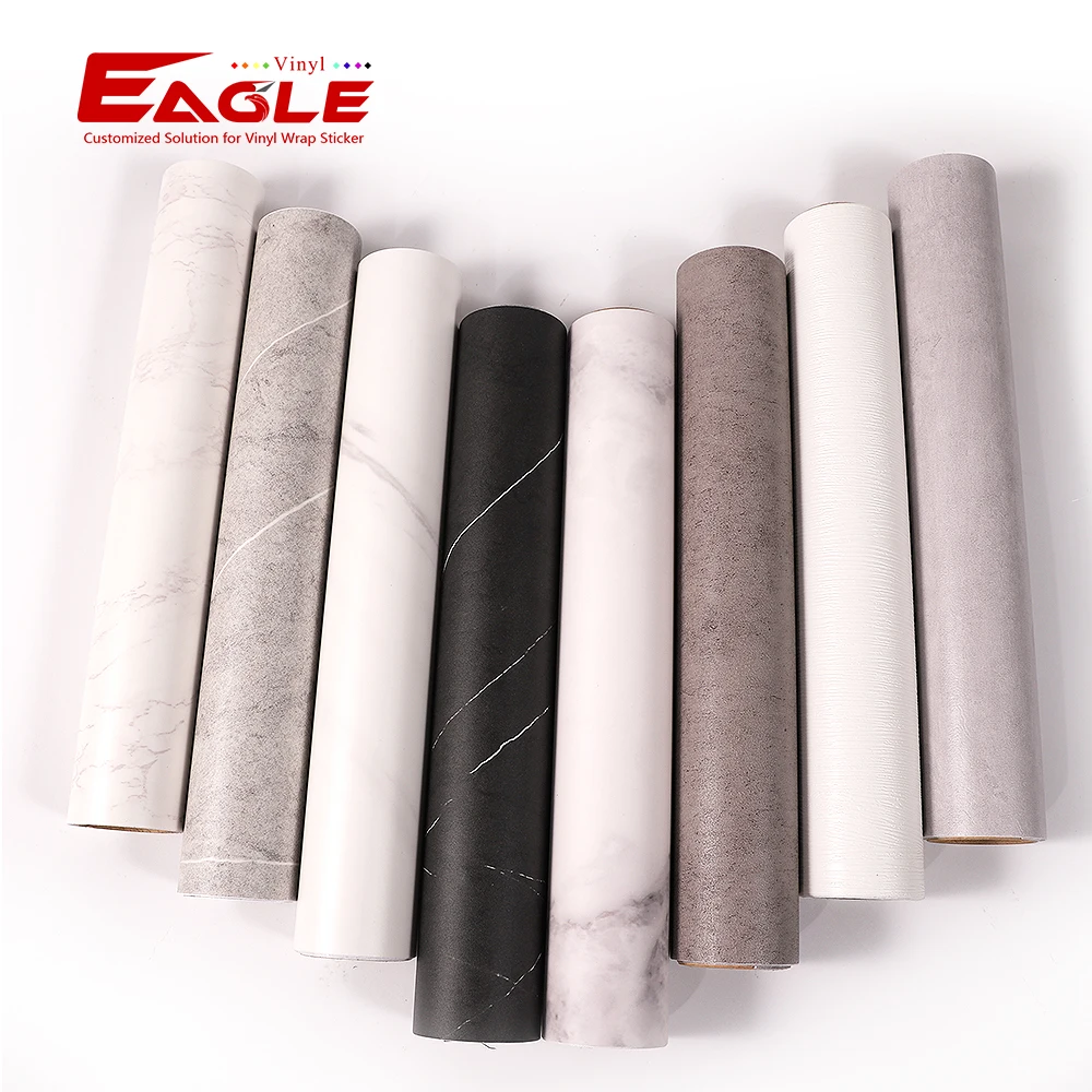 Modern PVC Marble Grain Decorative Film Furniture Wrap Self adhesive High Gloss Custom Window Glass Decorative Films
