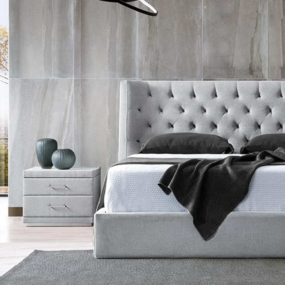 
Online Hot Sell Bed Modern Adjustable Double Bed Bedroom Furniture King Size Grey Bed Frame For Home 