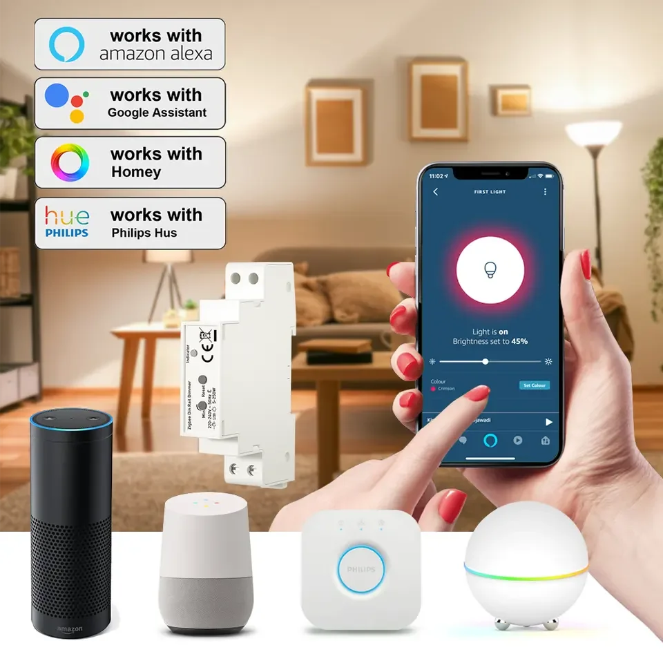 Минимальная регулировка яркости Zigbee 3 0 настенный диммер с задней кромкой 250 Вт светодиодный Smart Din-рейка