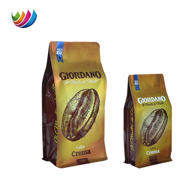 Coffee Bag 340g 500g 1kg Custom Print Flat Bottom Stand up Coffee Bag Coffee Bean Bags Packaging Pouch With Valve and Zipper