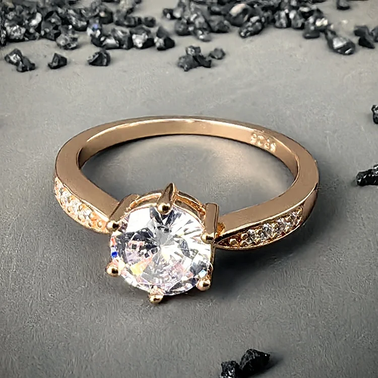 Fashion Delicate Elegant Rose Gold Plated Based S925 sterling silver Moissanite diamond Ring Romantic Wedding Fine Jewelry