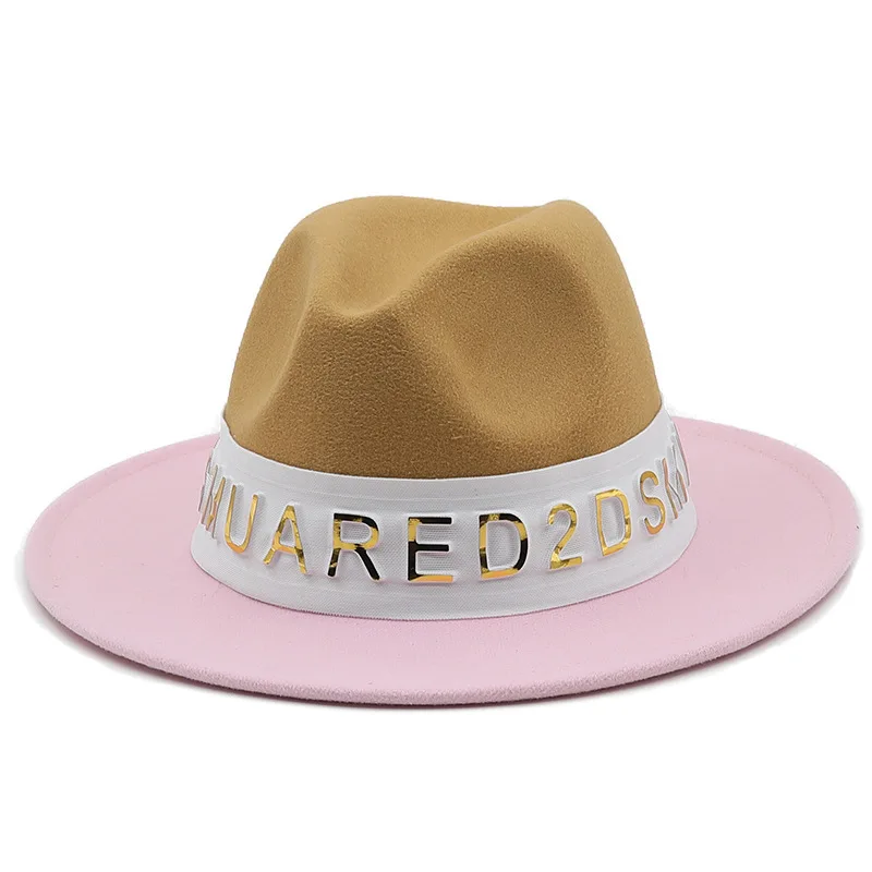 Fashion Dress Party Show Music Festival Polyester Cotton Vegan Material Two Tone Fedora hat for Women Men