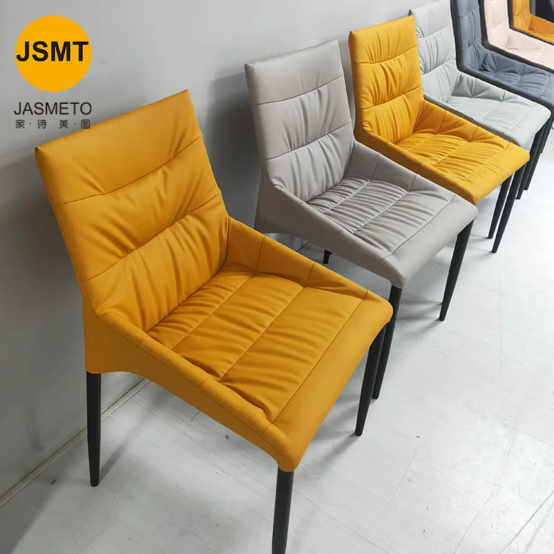 Scandinavian light luxury dining chairs modern minimalist home dining room leather sofa chairs milk tea store backrest stool