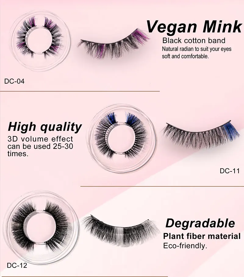 New Style Color Strip Lashes And Unique Custom Packaging Box Products China False Eyelashes Colorful