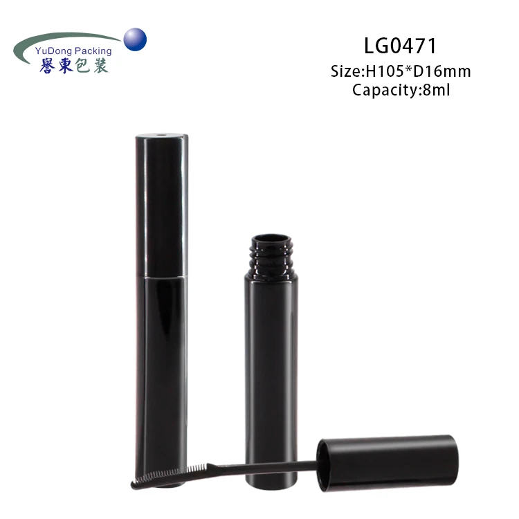 
New Product Customized Logo Container Shiny Black Empty Mascara Tube With Brush 